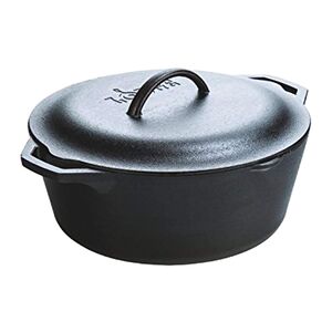 Lodge Cast Iron Side Loop Handles Dutch Oven with Lid Black 7quarts